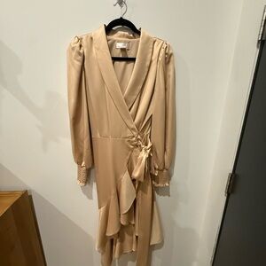 Rachel Parcell Satin Long Sleeve Wrap Dress